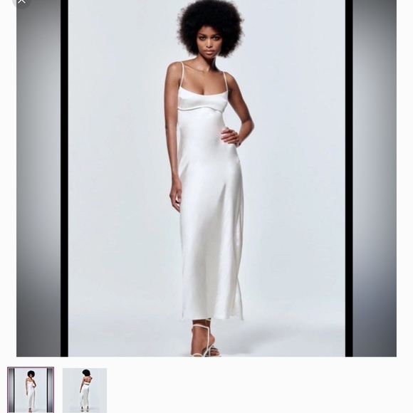 Zara Dresses & Skirts - Zara White Satin Midi Dress